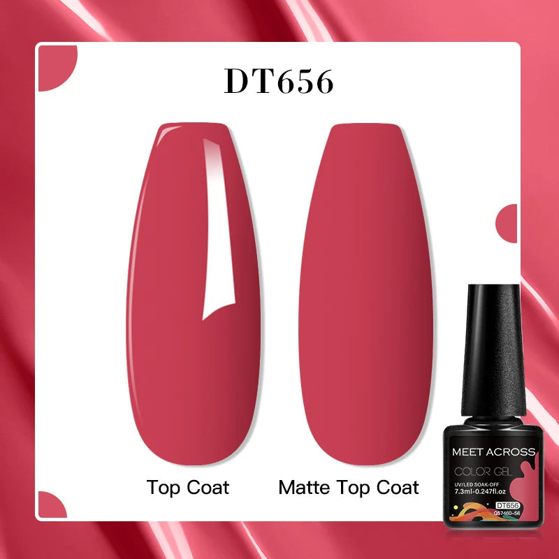 MEET ACROSS 8 Colors Mirror Gel Nail Polish Long-lasting Quick-drying Metallic Gold Silver Red Semi Permanent Varnish Nail Art