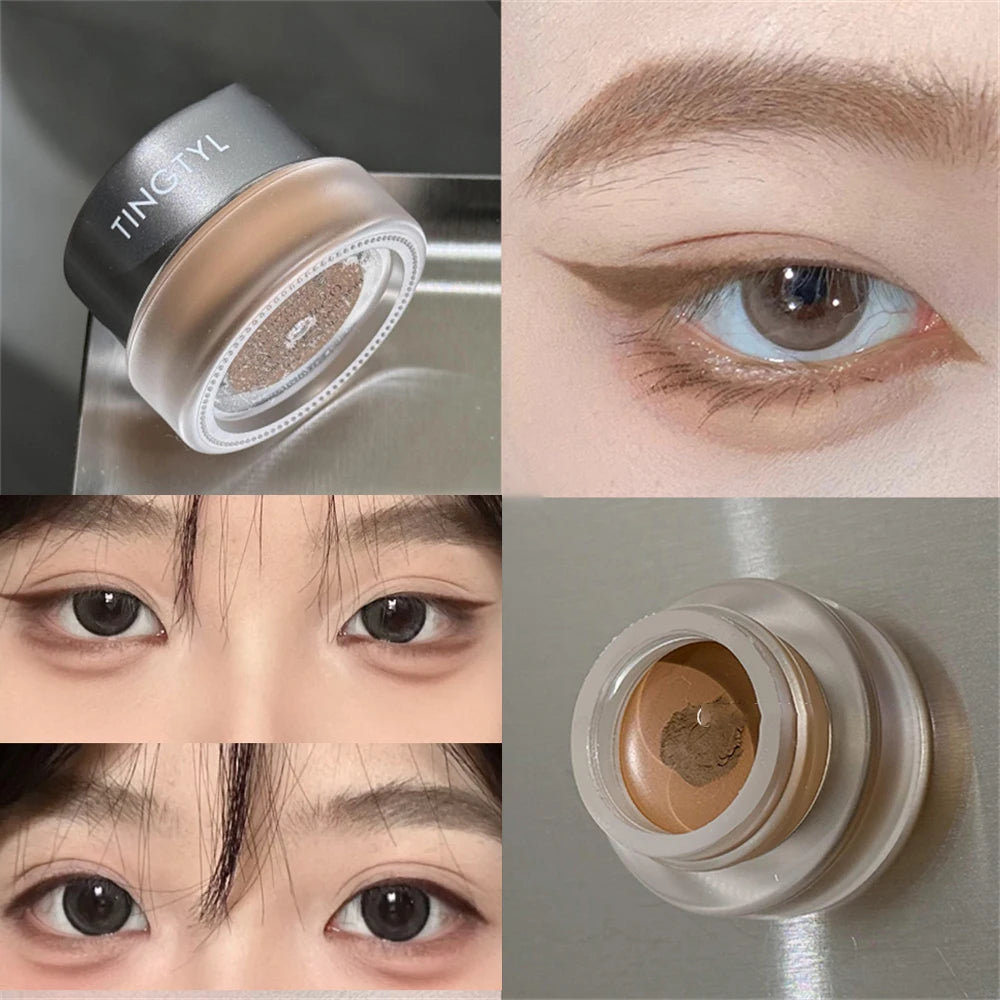 3-Color Eyeliner Eyebrow Gel Cream With Brush Waterproof Lasting Non Smudging Matte Red Brown Easy Wear 3 In 1 Korean Makeup