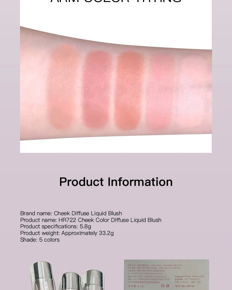Gentle Korean Liquid Powder Blusher Faceplate Waterproof Facial Shadow Highlight Nose Lasting Brightening Rouge Student Girl