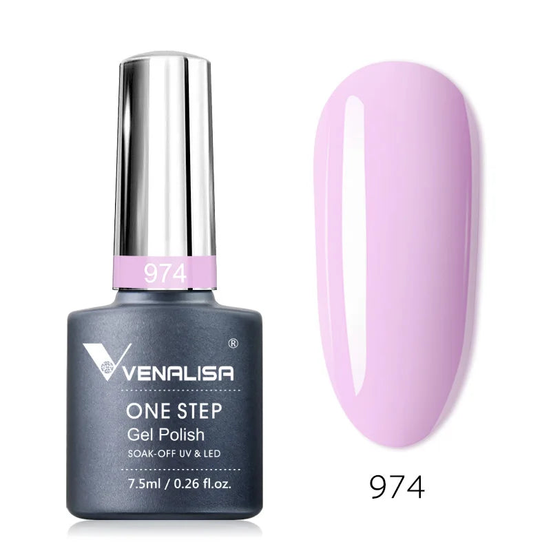 3 in 1 VENALISA  One Step Nail Gel Polish Full Coverage Gorgeous Color Soak off UV LED Nail Gel Varnish Nail Art Salon Lacquer