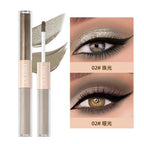 QIBEST Double-head Glitter Liquid Eyeshadow Contour Blush Pigment Silkworm Shimmer Matte Natural Cheek Shadow Cream Eyes Makeup