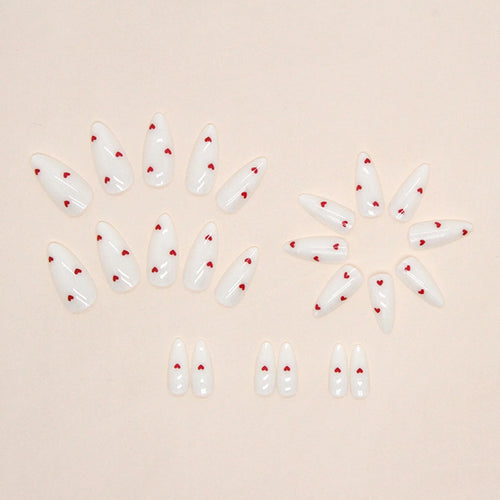 24 pieces of ins-style long press-on nails (teardrop shape), paired with 1 piece of jelly glue and 1 nail file