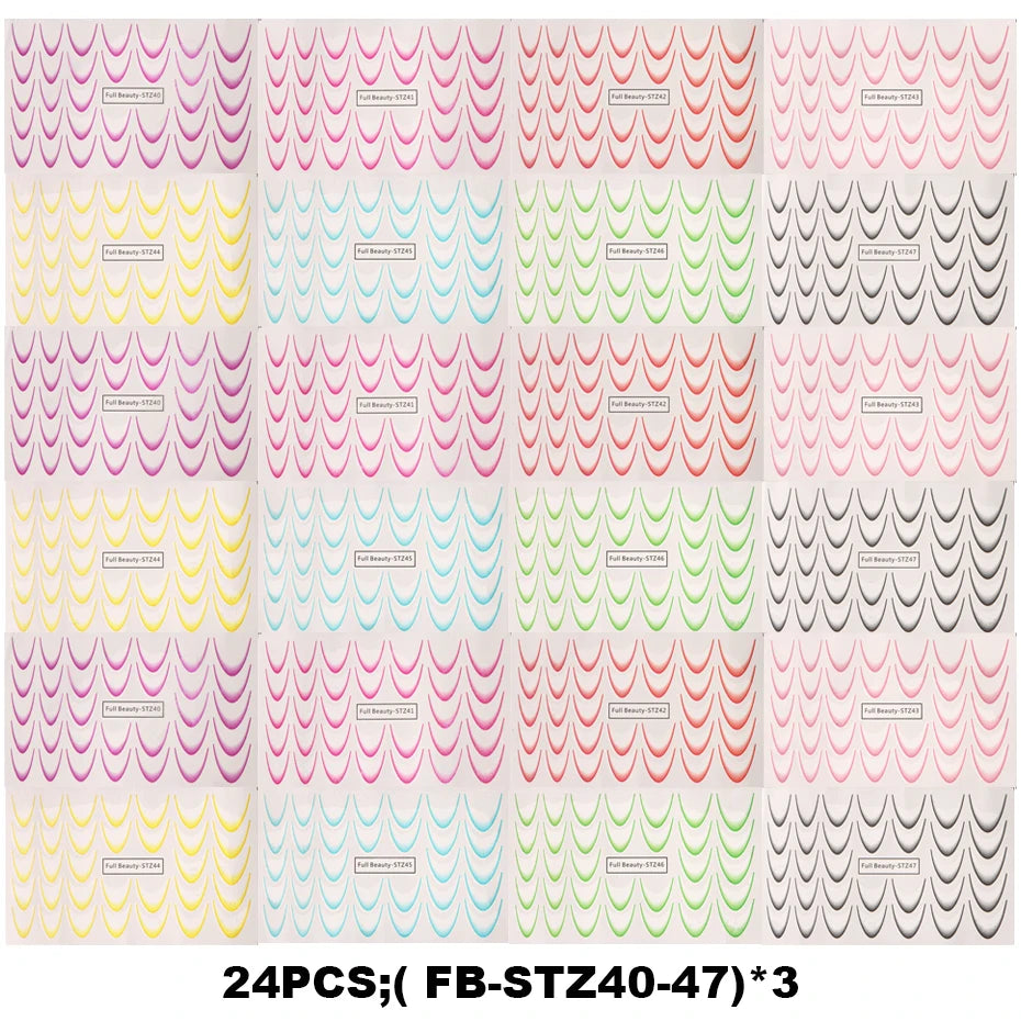 8pcs Gradient French Nail Art Stickers Ink Blooming Wave Line Water Transfer Sliders Decals DIY Ombre Manicure Decorations Foils