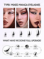 GROINNEYA Cluster Lashes Kit Manga Lashes Natural Eyelash extension Cluster Natural Volume Individual Lashes Mixed Tray Lashes