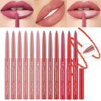Lip Liner Lipstick Pen Waterproof Long-Lasting Contouring Lip Pencil Matte Finish Beginner Automatic Lip Liner Bean Paste Color Contouring Pen Automatic Rotating Lip Liner