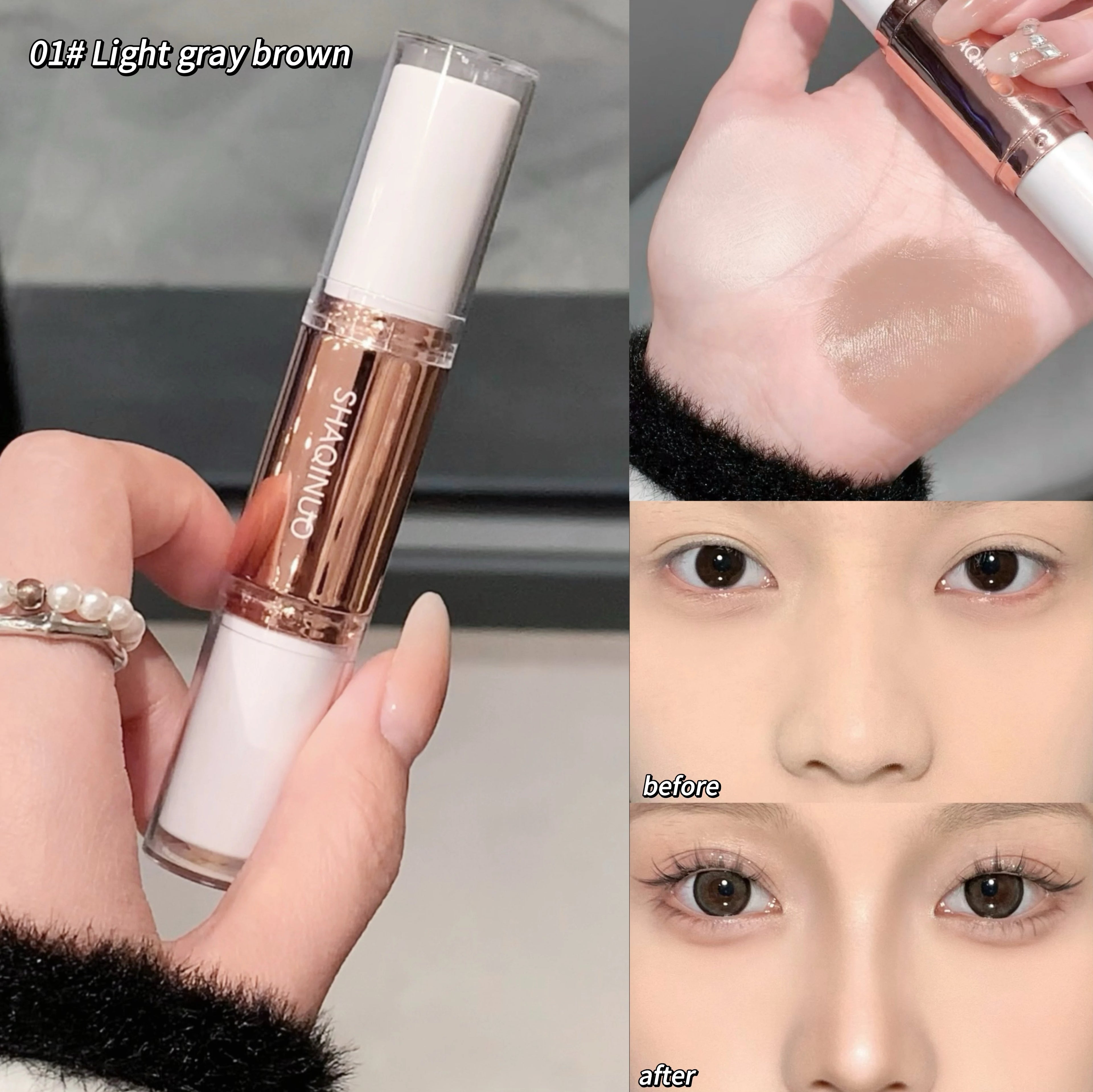 SHAQINUO 2 in 1 Dual Head Highlighter for Face & Body Contour and Highlighter Stick for Face and Body