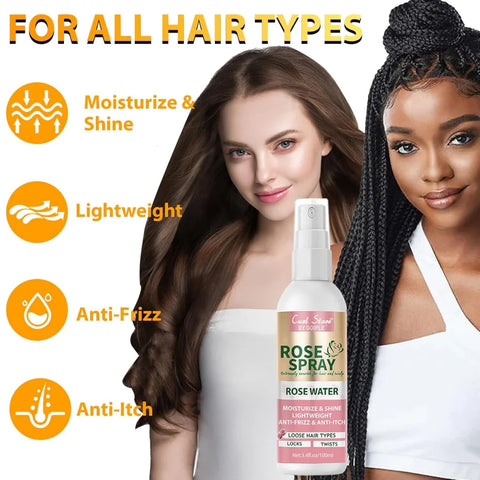 Keratin Protein Serum Anti Frizz Heat Thermal Protection Spray Rose Water Mist for Repair Damaged Curl Hair Smooth & Moisturize