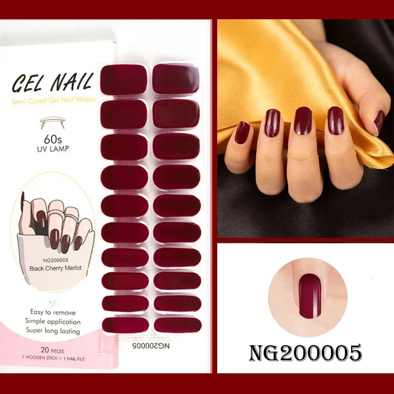 Leopard Semi-Cured Gel Nail Strips Simple Transparent Color Adhesive Long Lasting Gel Nail Stickers Harden In UV Lamp Need