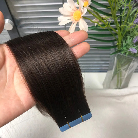 Natural  Tape in Hair Extensions Human Hair Straight Natural Black  Seamless PU Skin Weft Tape Ins Hair Extension 20PCS/Pack