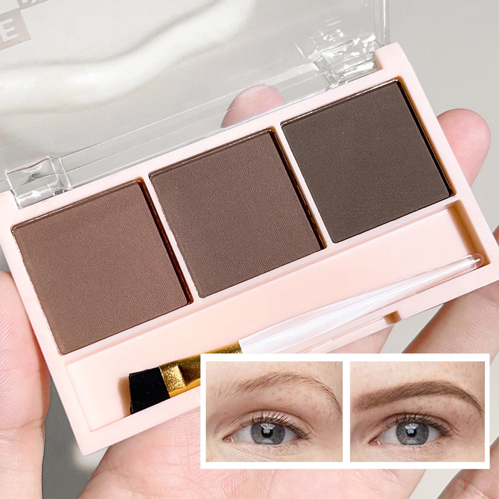 3-Color Brow Powder Set with Brush - Long-lasting, color-resistant, versatile contour makeup set for natural, three-dimensional