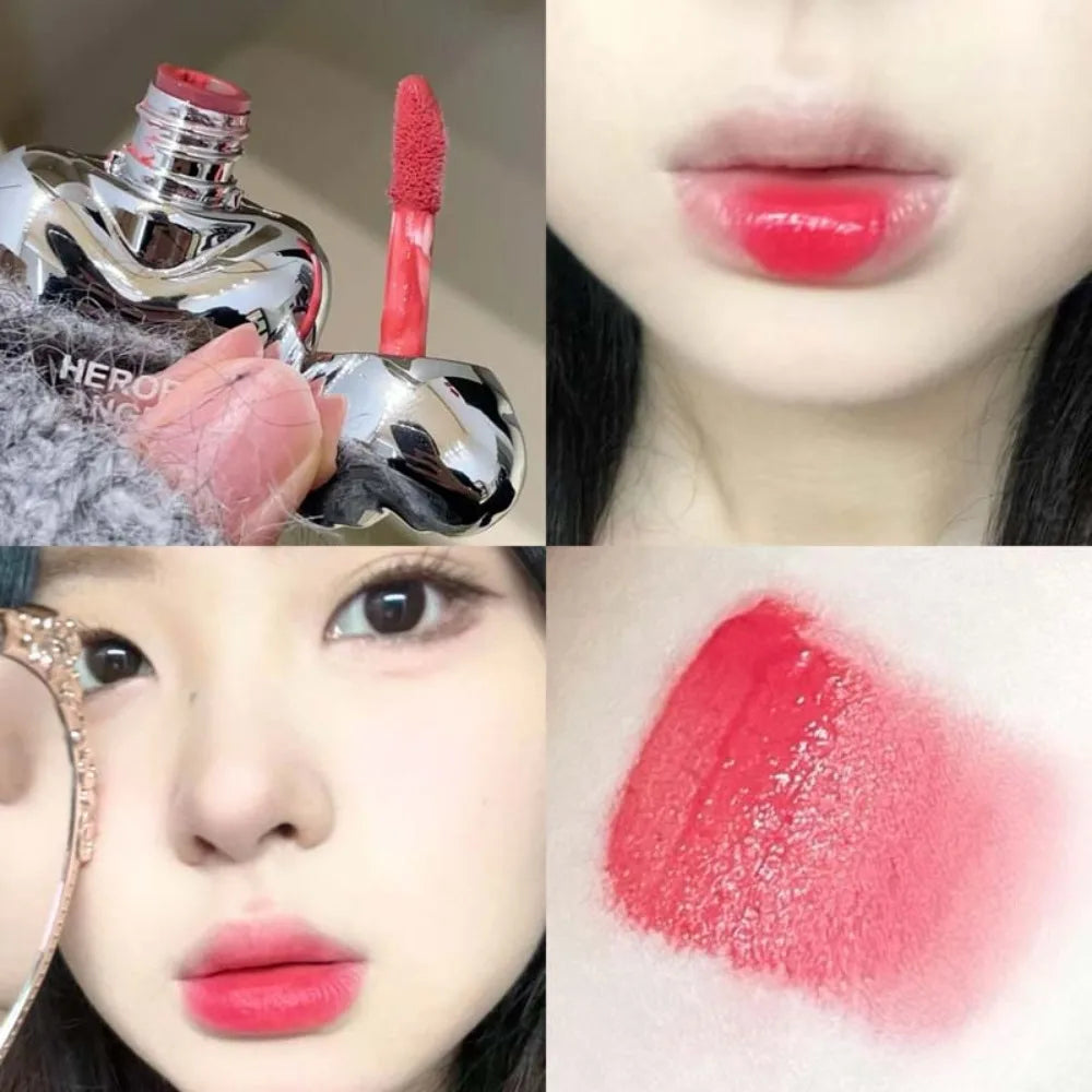 Peach Heart Silky Matte Lipstick Velvet Matte Blush Lip Gloss Face Liquid Pink Lip Tint Cream Pigment Long Lasting Lips Makeup