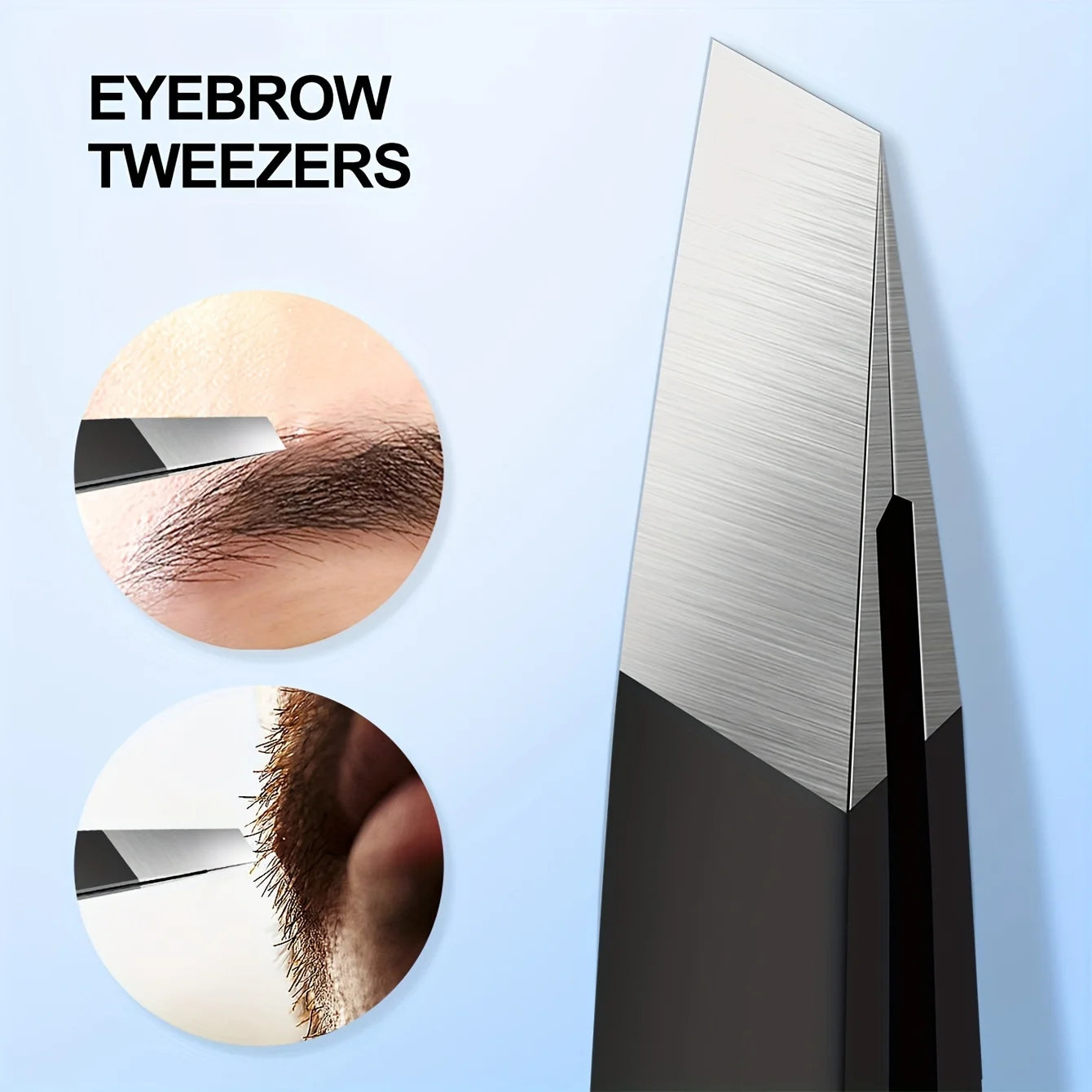 Precision Stainless Steel Eyebrow Tweezers Unscented Hair Removal & Grooming Tool, Durable Facial Care Accessory