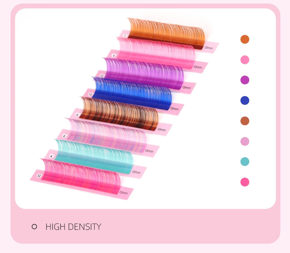 Lashprofessor Colorful False Eyelashes Extensions Pink/Blue/Purple/Green/Brown Individual Colored Mink Lashes Mix Color Cilios