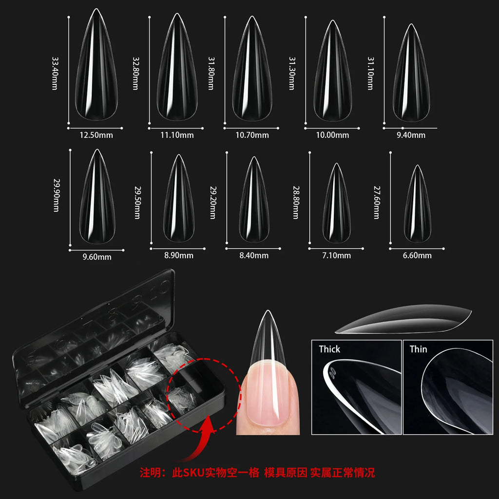 250/500/600pcs Soft Gel False Tips Natural Sculpted Ballet Coffin Almond Fake Nails Full Cover Press On Nails DIY Nail Supplies
