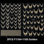 Reflective Glitter French Nail Art Stickers Sparkly Gold Silver Tassel Line Geometric Grids Adhesive Sliders Decals DIY Manicure