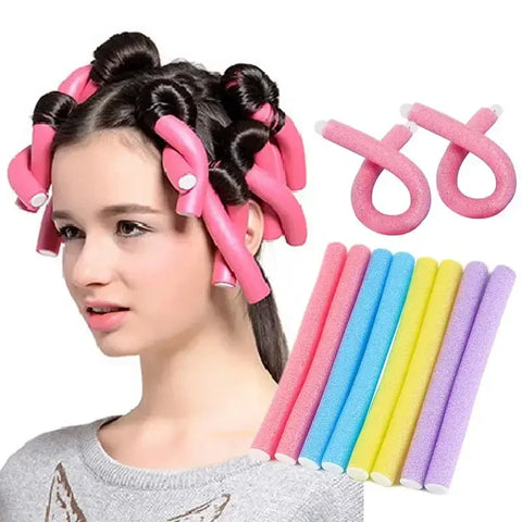 Flexible Hair Curling Rod Hair Curler Makers 10pcs Soft Foam Bendy Twist Curls Flexible Roller Styling Tools No Heat Hair Roller