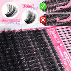 DIY False Eyelash Extension Kit, Individual Lash Clusters Bottom & Upper Lashes, Extra Thick & Fluffy Lashes for Beginners DIY