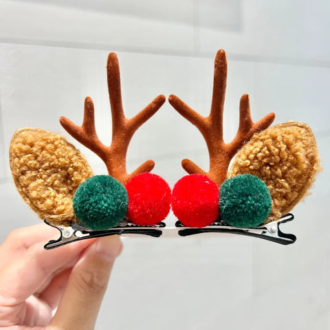 Cute Antlers Hair Clips Christmas Hairpin Girl Heart Elk Clips Xmas Winter Hairpin Children Headdress Antler Hair Accessories