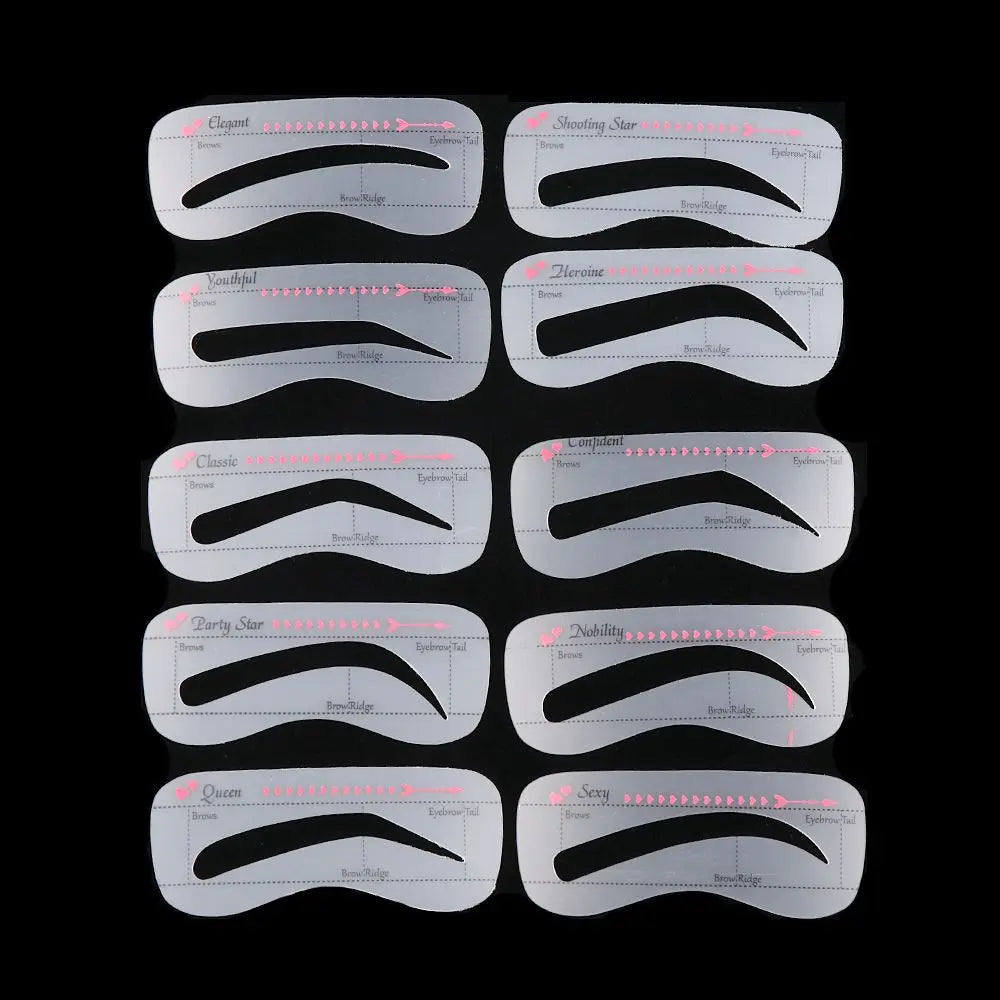 10PCS Women Eyebrow Card Reusable High Durability Eyebrow Stencil Grooming Shaper Template Eye Makeup Tools Stickers