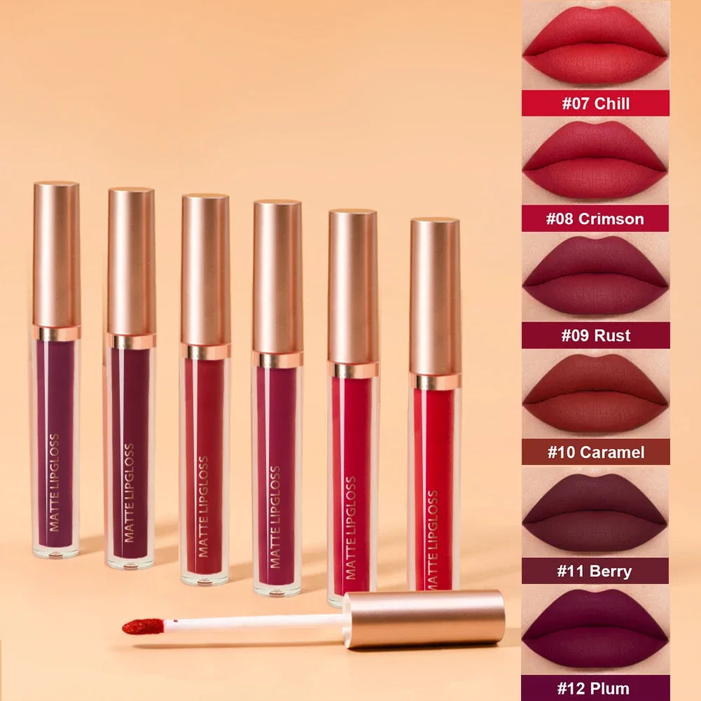 6Set Matte Lip Gloss AB two sets Not Stained with Cup Mouth Red Lip Gloss Moisturizing Long Lasting Not Easy To Fade Lip Gloss