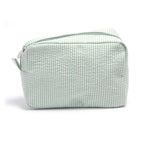 Personalized Seersucker Makeup Bag - Embroidered Name, Wash Bag, Wedding Bridesmaid Gift, Custom Toiletry Pouch