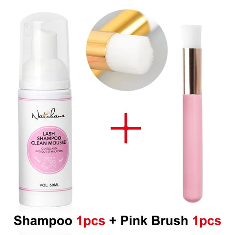 Natuhana 60ml Eyelash Extension Shampoo Mousse False Eyelashes Glue Accessories Lash Cleaning Foam No Stimulation Makeup Tools