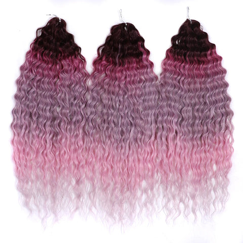 Ariel Hair Synthetic Twist Crochet Curly Hair 24 Inch Water Wave Braid Hair Ombre Blonde Brown Deep Wave Braiding Hair Extension