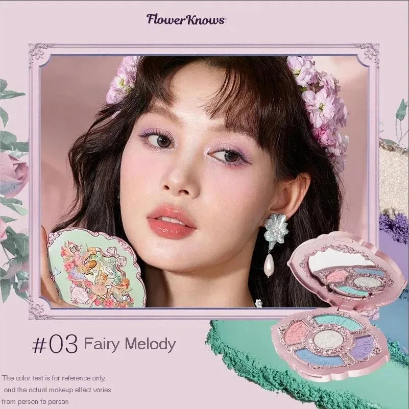 Flower Knows Makeup Swan Ballet Eyeshadow Palette Natural Nude Matte Shimmer Strawberry Cupid Glitter Pigment Eye Shadow Pallete