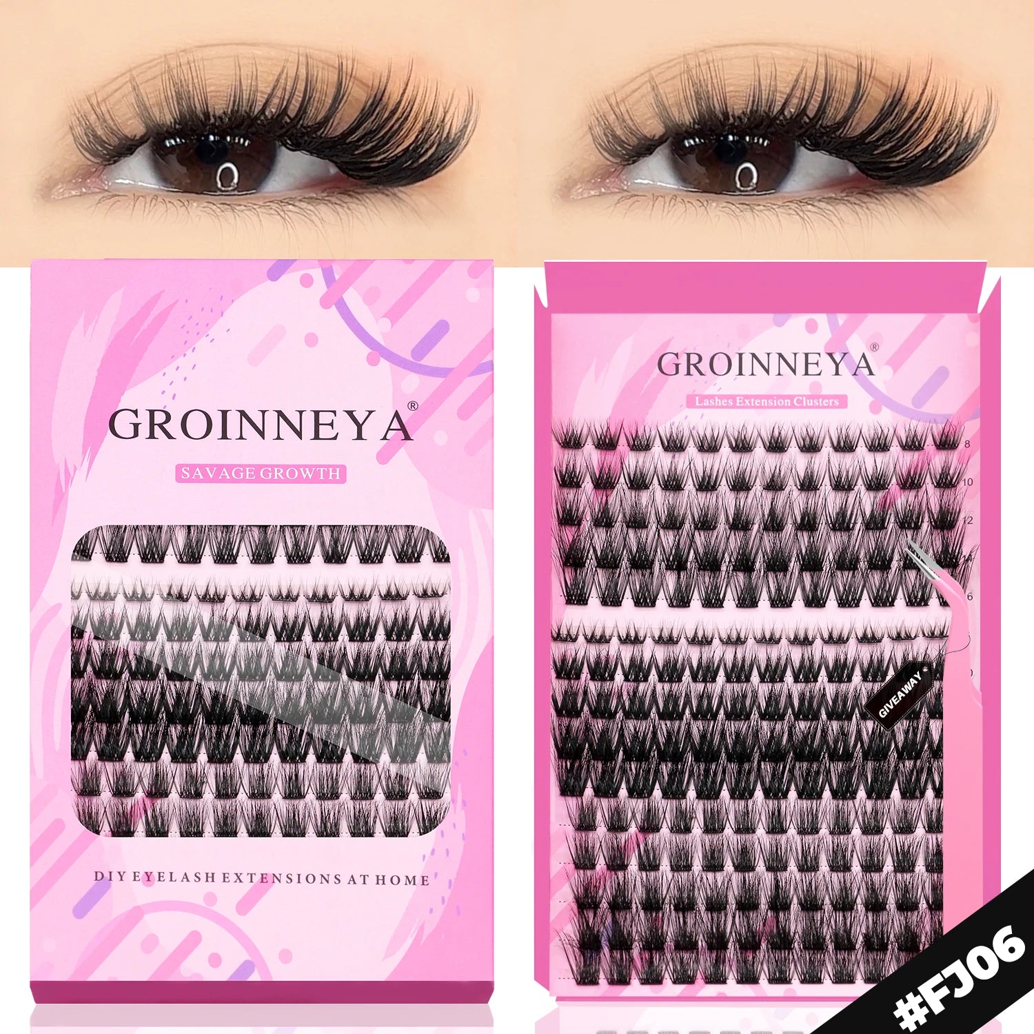 GROINNEYA DIY Lashes Extension Kit Individual Lashes Clusters Faux Mink Eyelash Extension Mix set with Lash Natural Look Makeup
