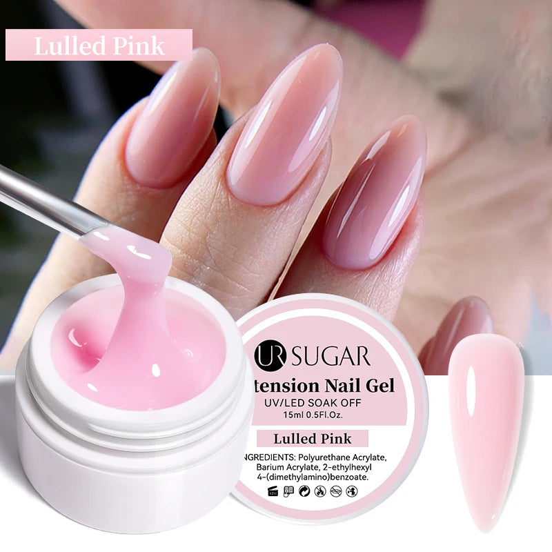 UR SUGAR Milky White Clear Pink Color 15ml Jelly Extension Nail Gel Polish Soak Off UV LED Gel Varnish Manicure Tips Tools