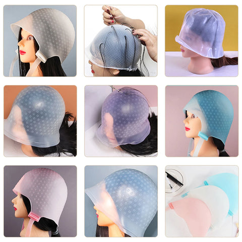Reusable Dye Hat Hair Coloring Highlighting Hat Silicone Reusable Flexible High Elasticity Folding Hair Dye Hat Silicone Dye Hat