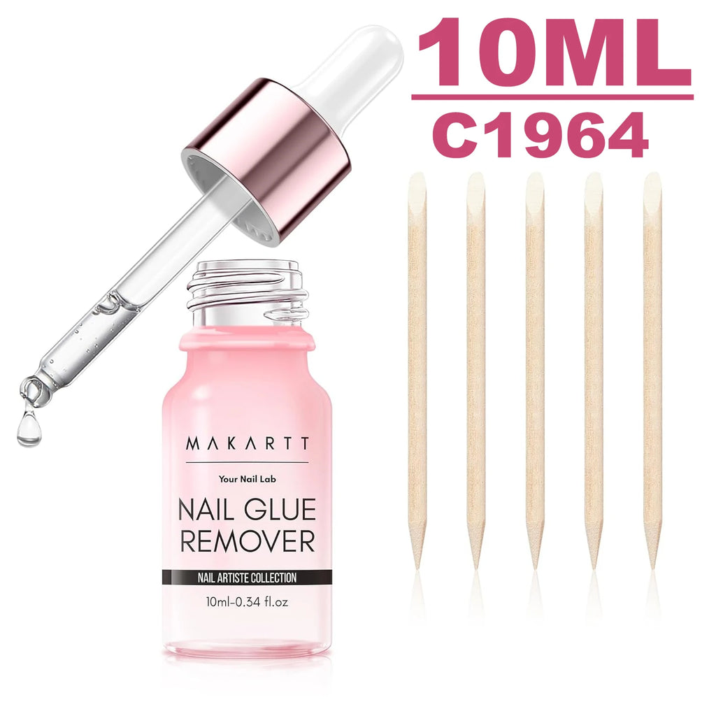Makartt Super Strong Nail Glue and Glue Remover ,Quick Glue Debonder | Easy Removal with a Dropper Applicator For Press On Nails