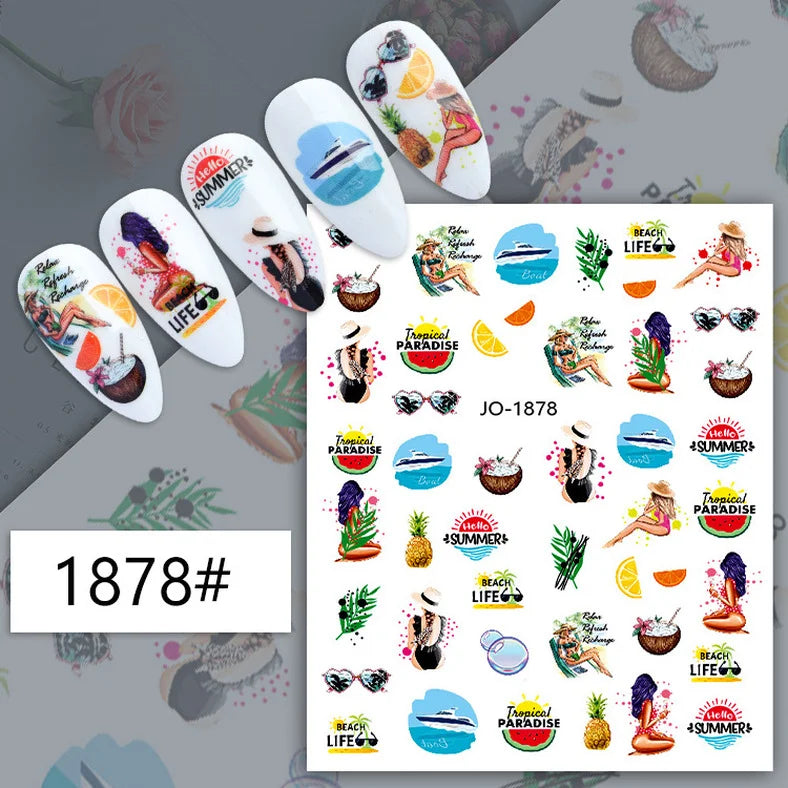 Nail Art Sticker Angel Flower Pattern Stickers Cupid Self-Adhesive Nail Decals Stickers Decoration Press on Nails Accessories