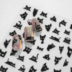 3D Self-Adhesive Nail Art Decals Sliders Decorations Manicure Accessories Black Cat Nail Stickers 3D Cute Cartoon Animal