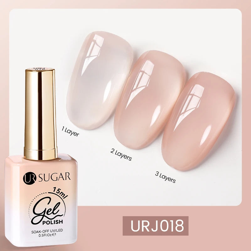 UR SUGAR 15ml Blood Red Jelly Gel Nail Polish Translucent Color Crystal Nude Gel Nail Art Varnish For Fall Winter Manicure