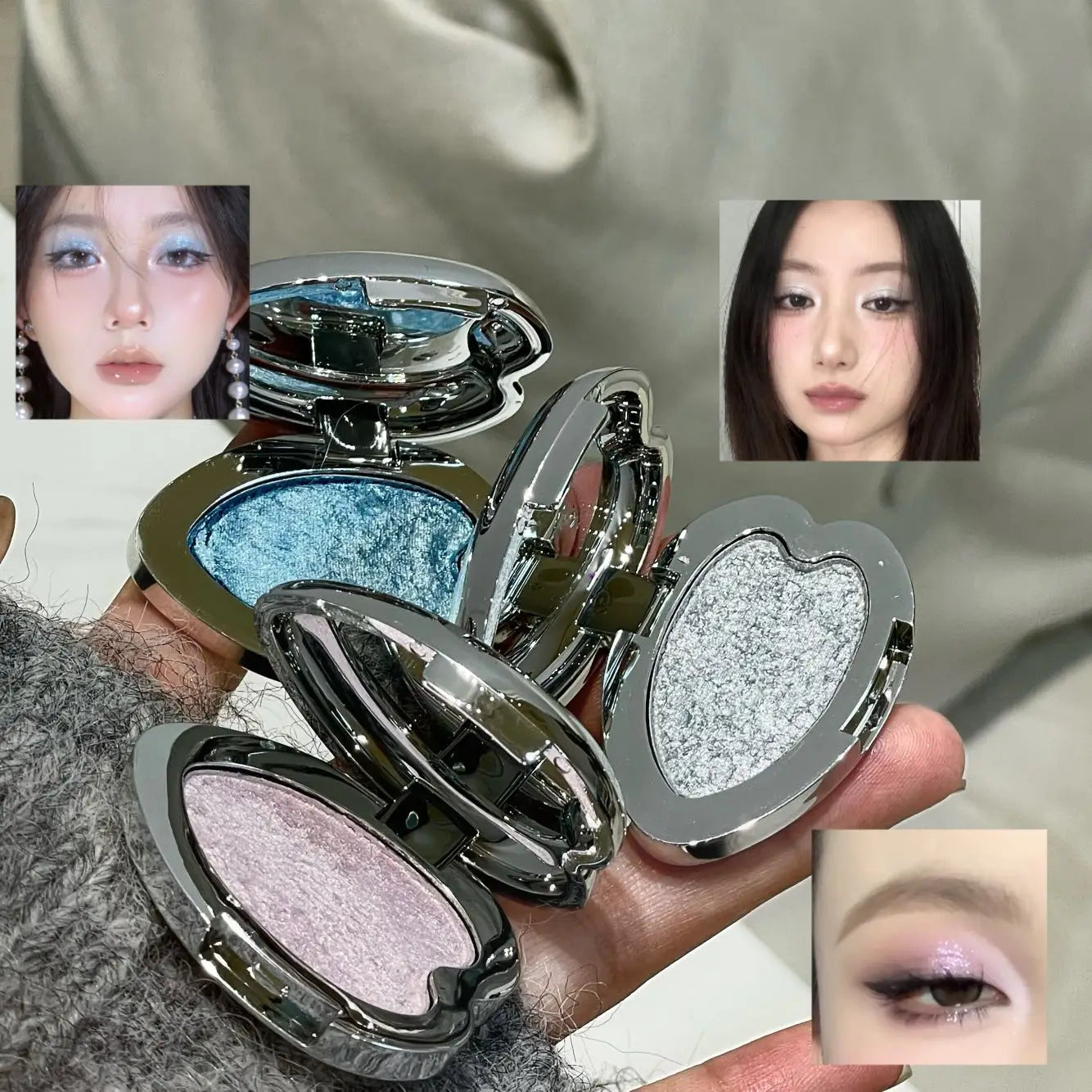 Monochrome Gloss Metallic Eyeshadow Palette Punk Smoky Green Blue Eyeshadow Mashed Potato Waterproof Shimmer Lying Silkworm