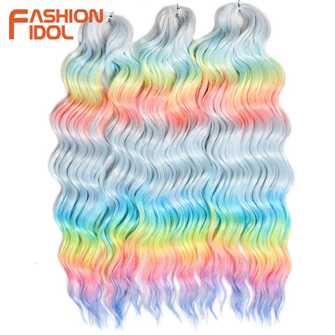 Anna Hair Synthetic Loose Deep Wave Braiding Hair Extensions 24 Inch Water Wave Braid Hair Ombre Blonde Twist Crochet Curly Hair