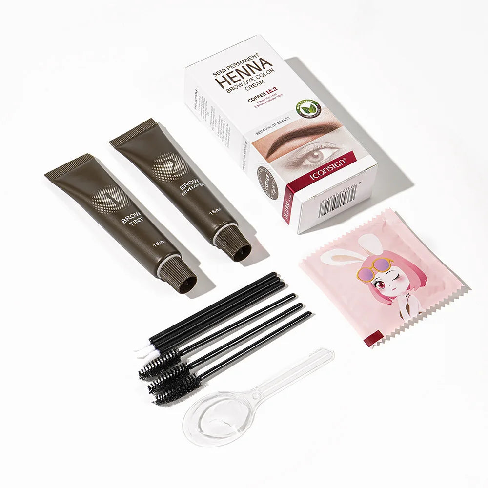 Eyelash Eyebrow Tint Permanent Dye Kit Waterproof Lasting Fast Tint Henna Brow Enhancers Cream Gel Makeup Tool