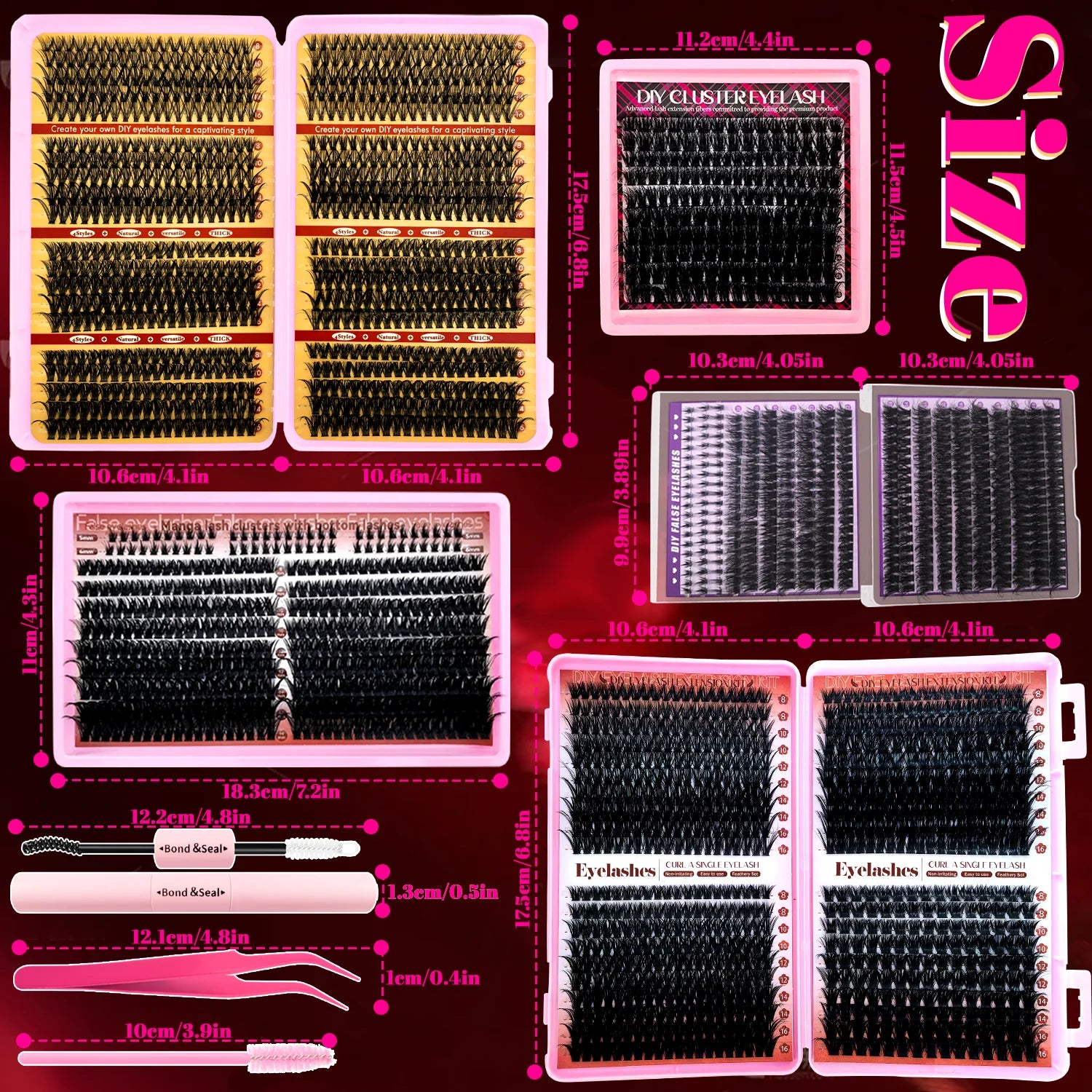 170/400/402/800PCS Eyelash Cluster Kit Multiple Combination From Natural to Dense Mixed Density Daily Makeup Party & Dramatic