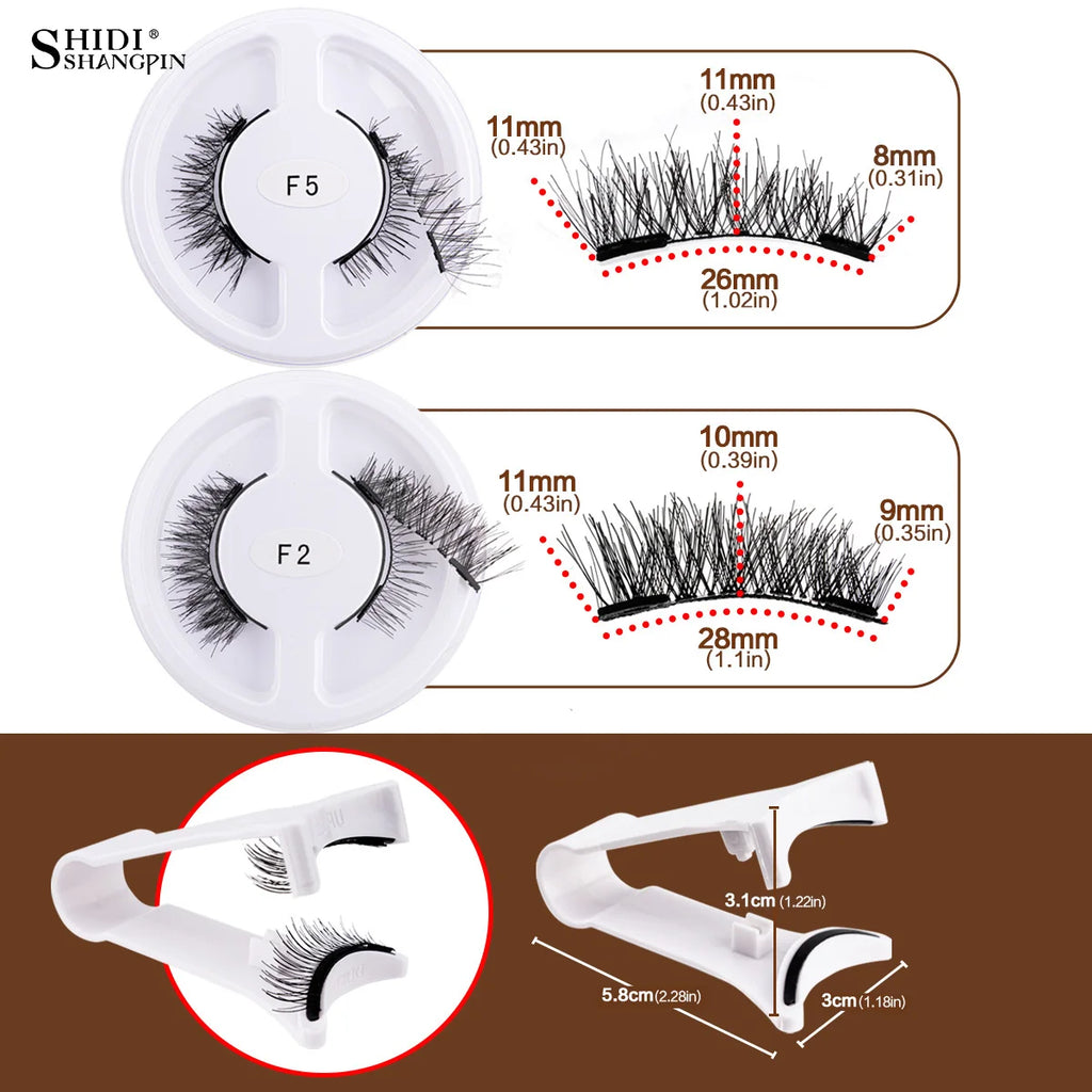 5pairs Magnetic Eyelashes Handmade 3D Natural Magnetic False Eyelashes Reusable Magnetic Eyelashes Tweezers Set Lashes Extension
