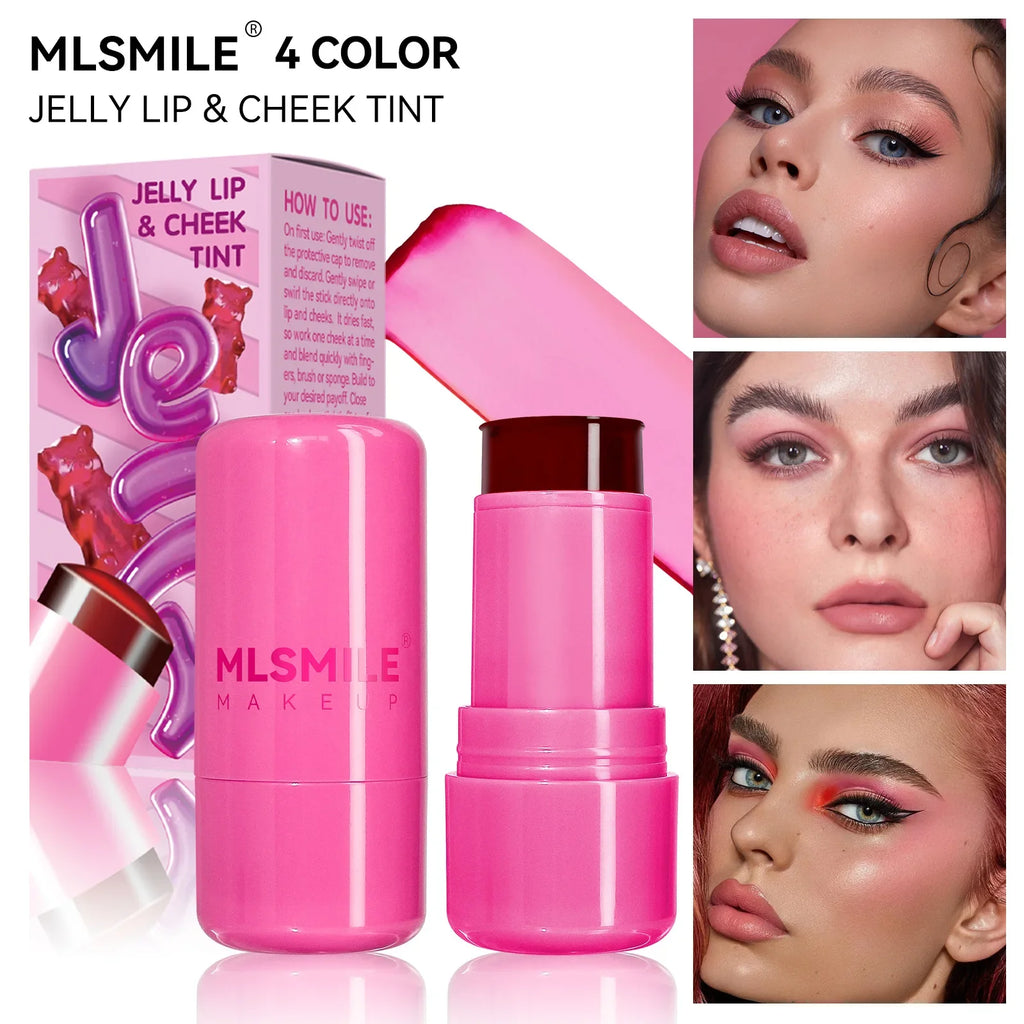 MLSMILE Jelly Blush 2-In-1 Jelly Lip Cheek Brighten Blush Stick Lip Gloss Blush Cream Makeup