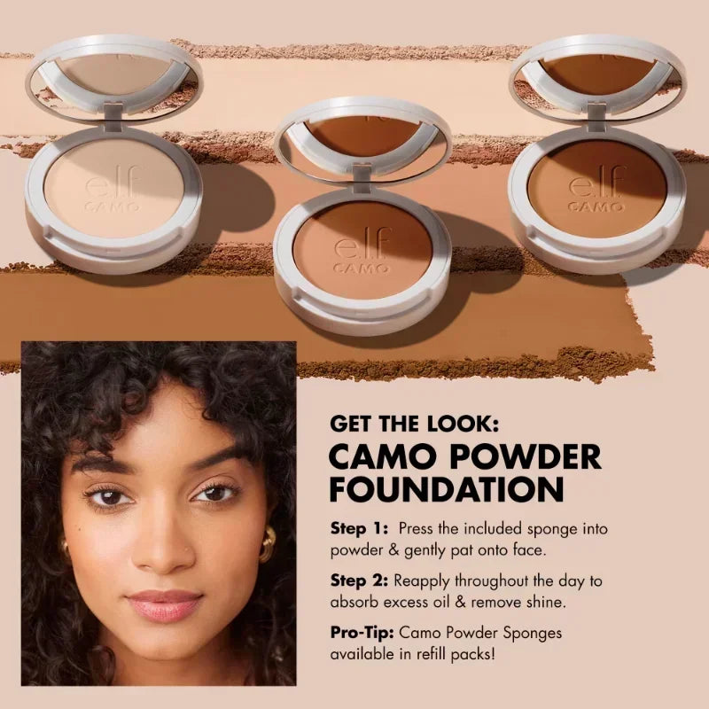 ELF Camo Powder Foundation Flawless Powder Matte Long-lasting Concealer Waterproof Brightening Pore-minimizing Makeup Cosmetics