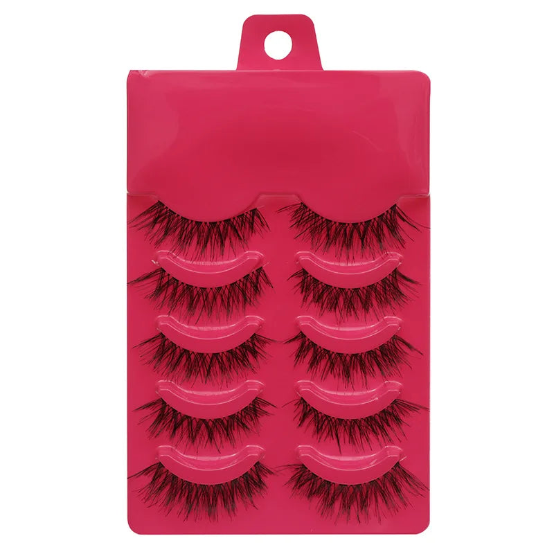 Natural Long Cosplay Makeup Cross Strip False Eyelashes Black Eye Lashes and Cat Eye Lashes 5pairs Mink Eyelashes Faux Cilios