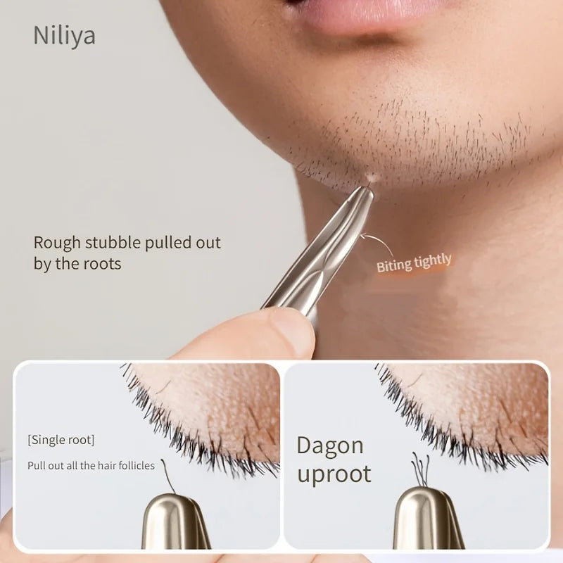 Round Head Stainless Steel Tweezers for Eyebrow Shaping, Mustache Trimming, Facial Hair Removal and Professional Salon Home Use