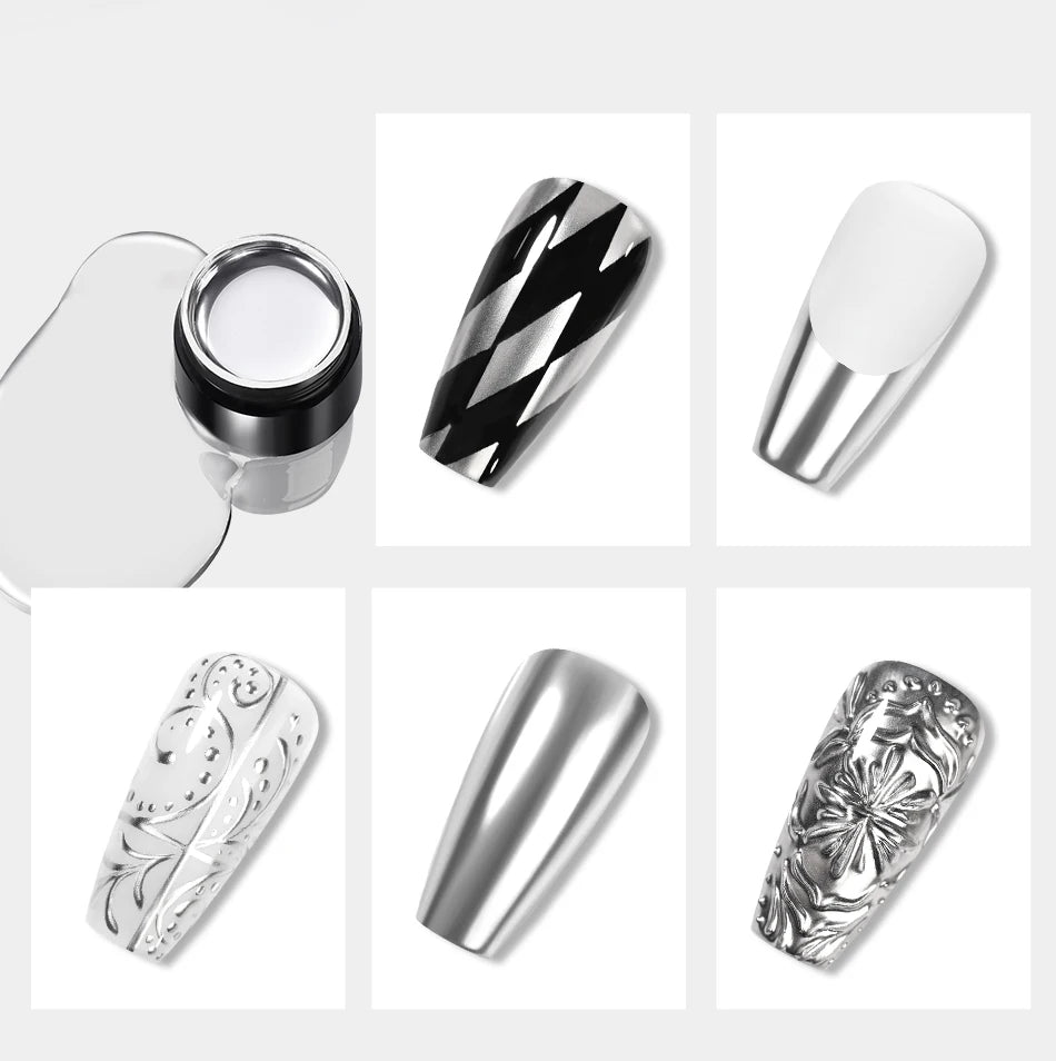 BORN PRETTY 5ml Metallic Painting Gel Polish Strong Silver Effection Nail Art Soak Off Gel Nail Polish Silver Mirror Gel