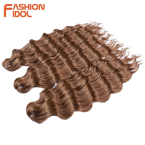 Anna Hair Synthetic Loose Deep Wave Braiding Hair Extensions 24 Inch Water Wave Braid Hair Ombre Blonde Twist Crochet Curly Hair