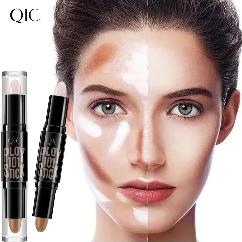 YANQINA Double-heads Contour & Highlight  Stick Sculpted Shading and V-Shape Facial Sculpting Two-in-one Concealer Pen Makeup