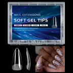 Luxury False Nail Tips Soft Gel Fingertip Semi-matte Capsules Almond French Coffin Full Cover Artificial Fake Nails Extension