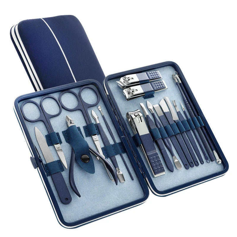 Manicure Set 19 pcs Full Function Kit Professional Stainless Steel Pedicure Sets Nail Clipper With Portable Case Idea Gift