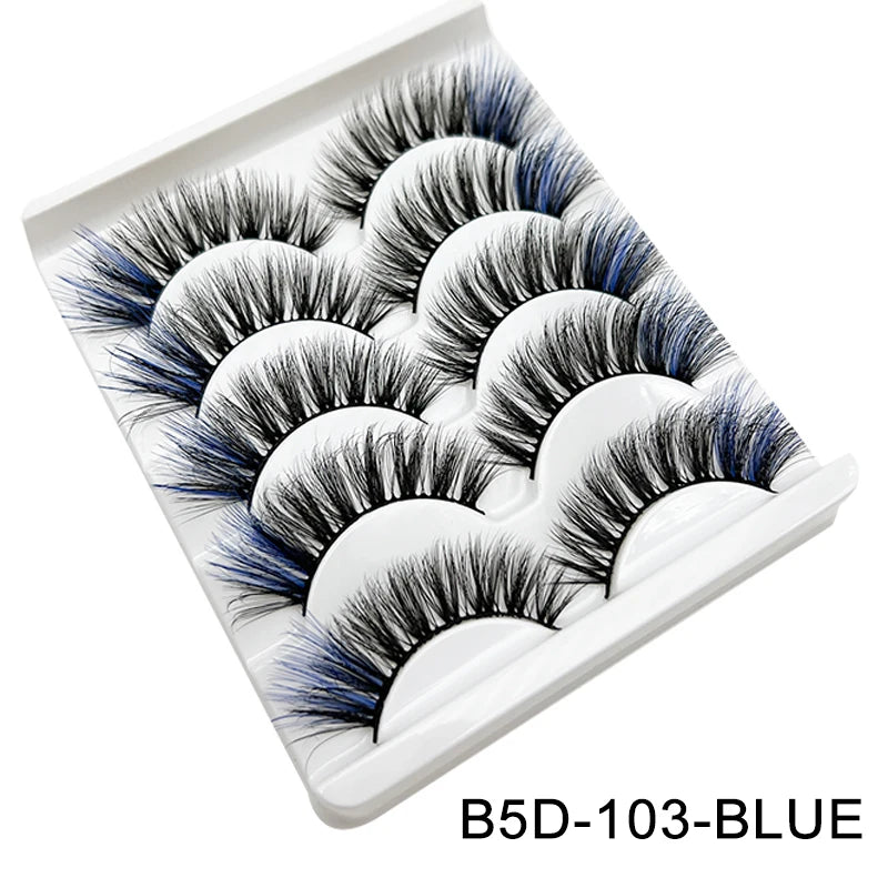 Colored Strip Lashes Fast Shipping Makeup For Clue Mink Eyelashes Full Strip Eyelashes Red Blue Green Eyelashes Wholesale